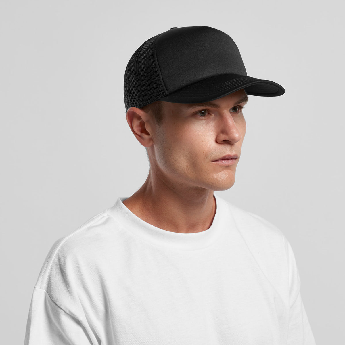 AS Colour Frame Foam Trucker Cap, BLACK, front
