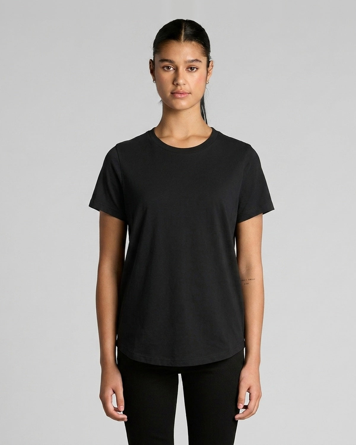 AS Colour Wo's Maple Curve Tee, BLACK, front