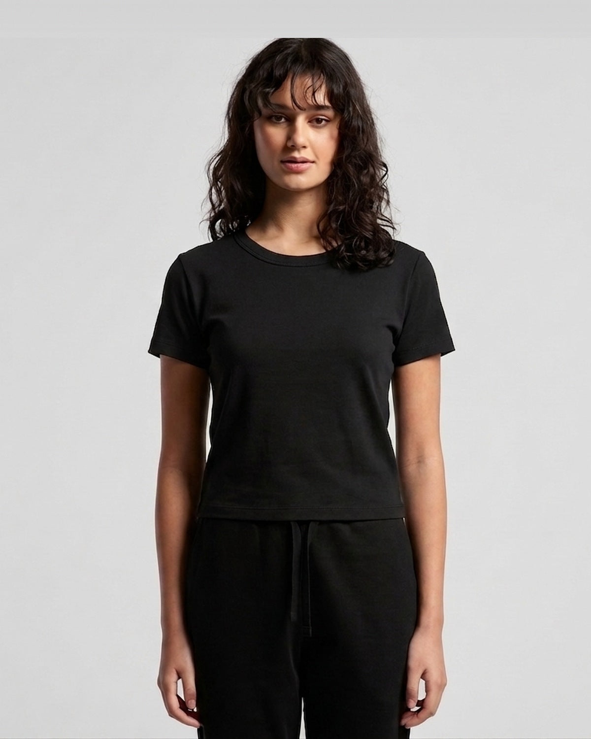AS Colour Wo's Organic Rib Baby Tee, BLACK, front