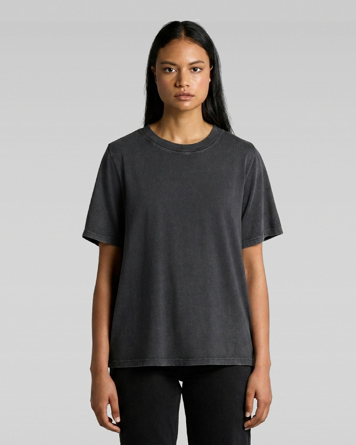 AS Colour Wo's Stone Wash Heavy Tee, BLACK STONE, front