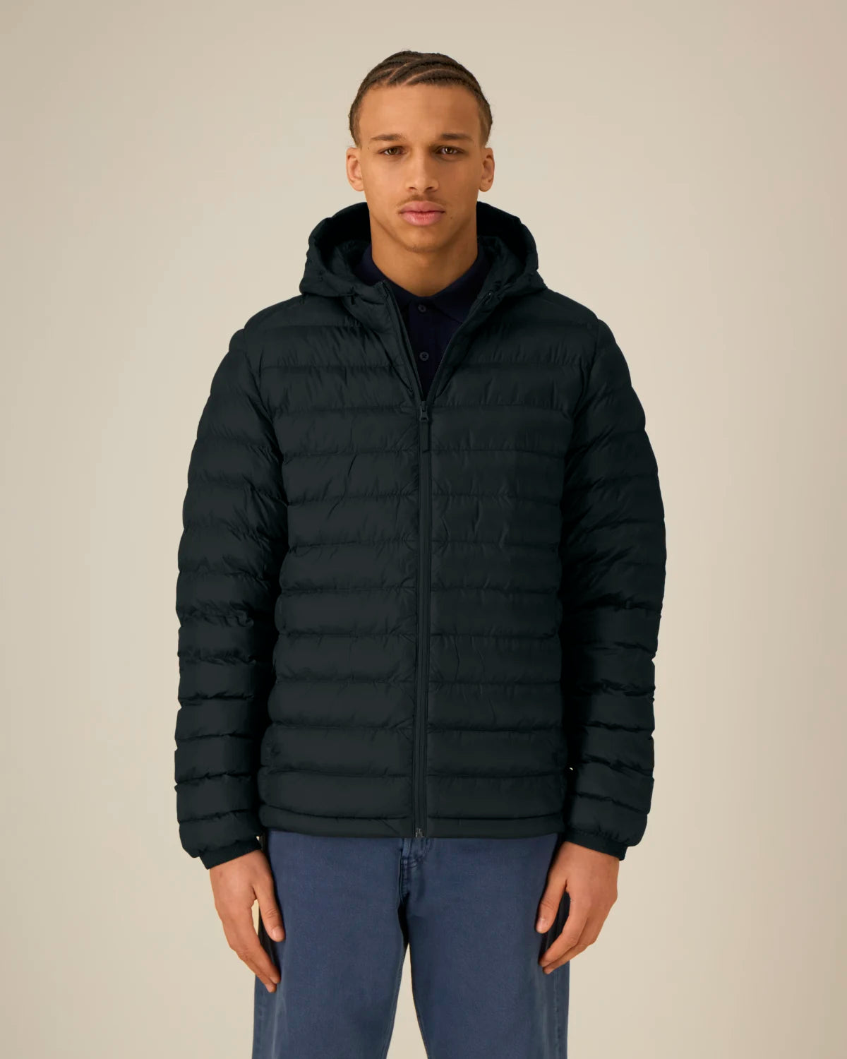 Padded Jacket, Black, front