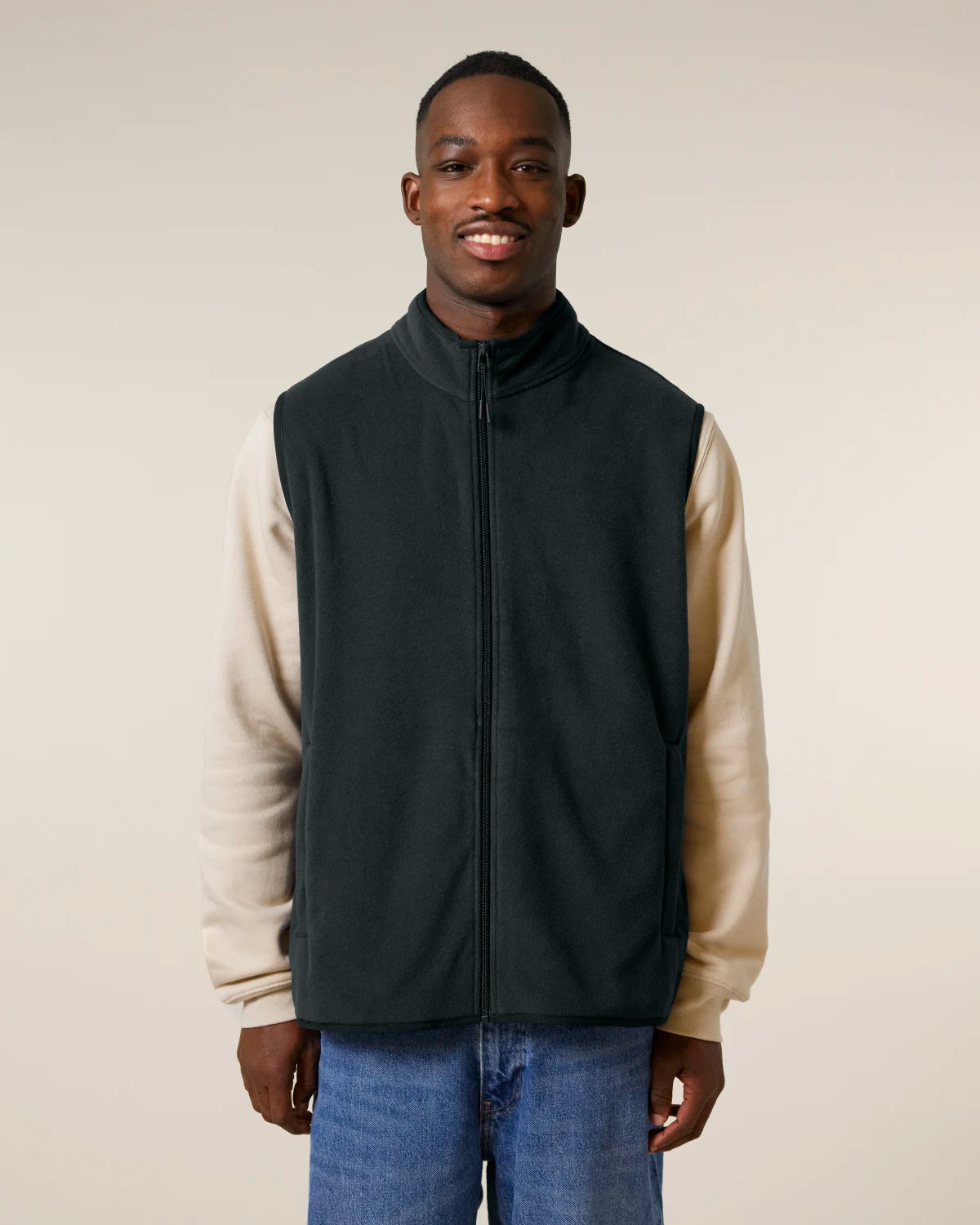 Fleece Vest, Black, front