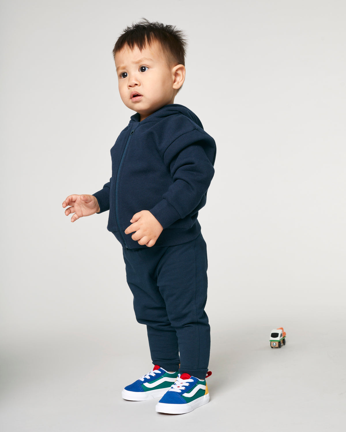 Baby Zip Hoodie, Navy, front