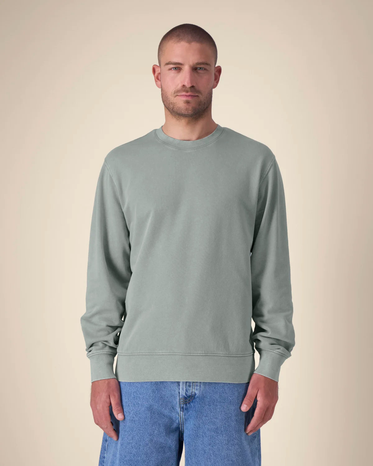Washed Crew, G. Dyed Misty Grey, front