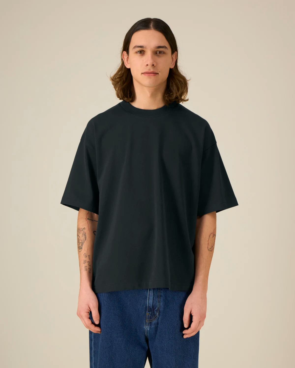 Boxy Tee, Black, front