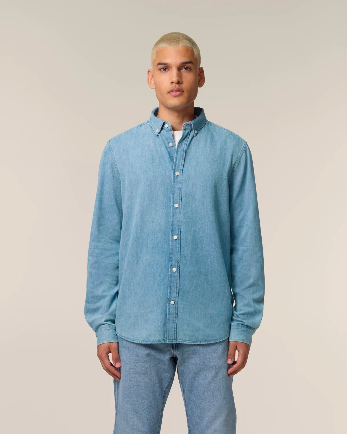 Men's Denim Shirt, Light Wash, front