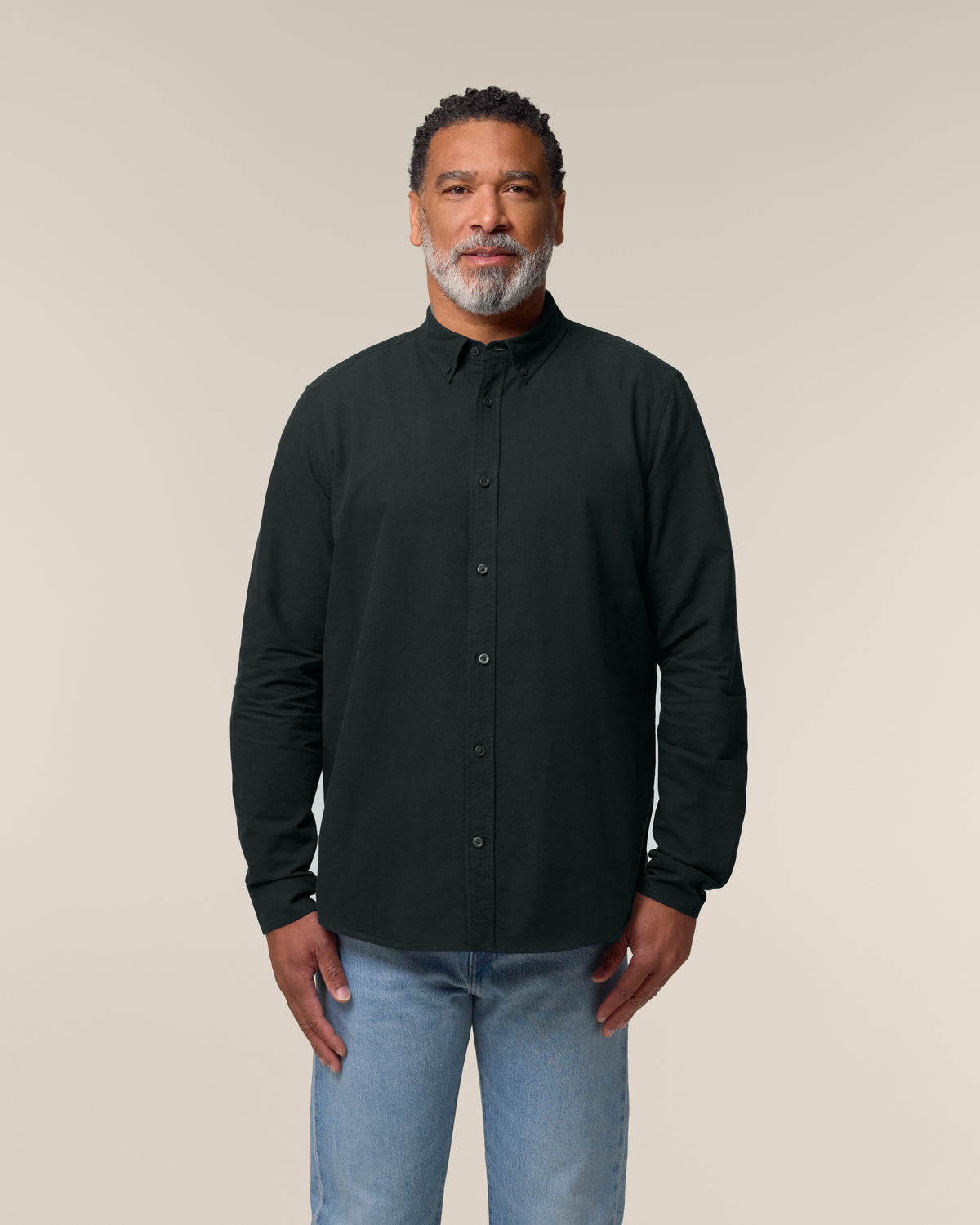 Oxford Shirt — Men, Black, front