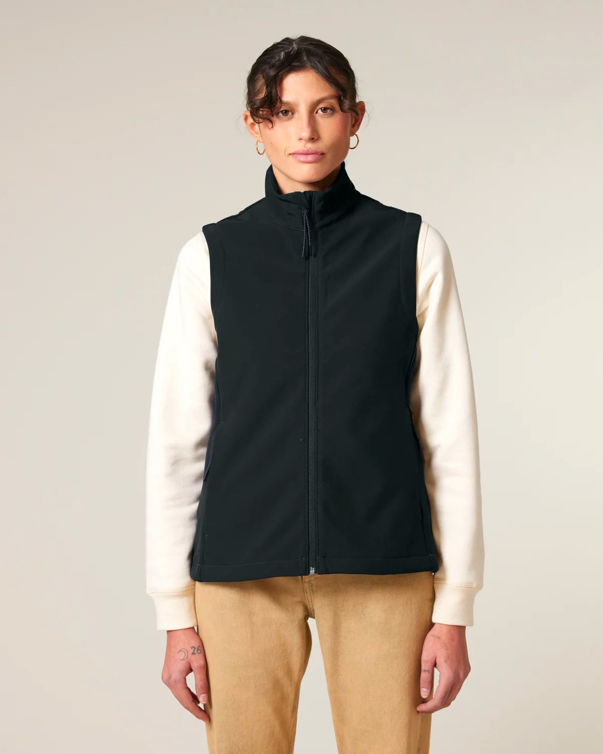 Softshell Vest — Women, Black, front