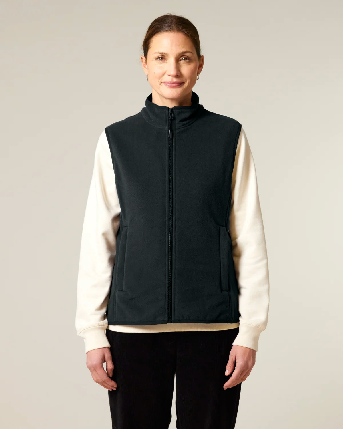Fleece Vest — Women, Black, front